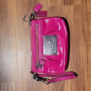 Coach Hot Pink Leather Poppy Wristlet